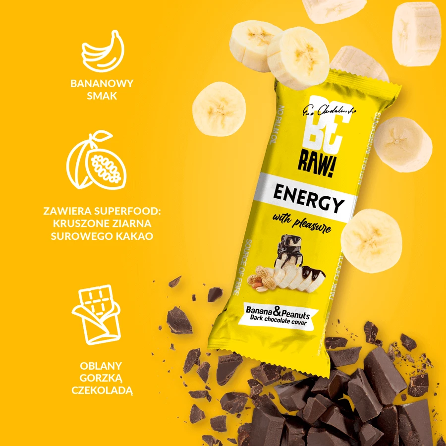 BeRAW! Energy, енергетичний батончик, банан, арахіс, 40 г: ціни та характеристики