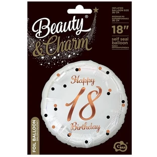 Фольгированный воздушный шар Happy Birthday 18, белый, 1 шт.