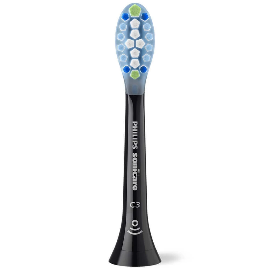 Philips, сменные насадки для звуковой зубной щетки Sonicare C3 Premium Plaque Defence, черные, 2 штуки: цены и характеристики
