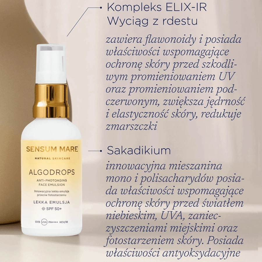 Sensum Mare Algodrops, легка антивікова емульсія, SPF 50+, 50 мл: ціни та характеристики