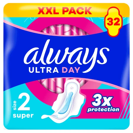 Always Ultra Day, рушники гігієнічні з крильцями, супер, 32 шт.: ціни та характеристики