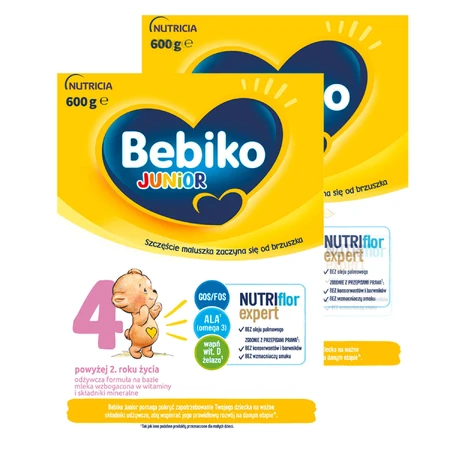 Набор Bebiko Junior 4 Nutriflor Expert, питательная молочная смесь, старше 2 лет, 2 x 600 г.: цены и характеристики