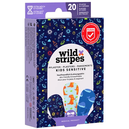 Wild Stripes Kids Sensitive, дитячі пластирі, Космос, 20 шт.: ціни та характеристики