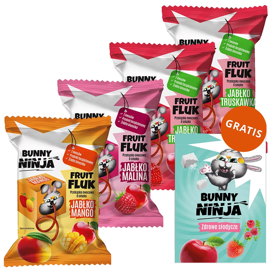 Набір Bunny Ninja Fruit Fluk, фруктові снеки, 4 х 15 г + безкоштовна розмальовка: ціни та характеристики