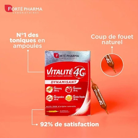 Forté Pharma Vitalité 4G Vitalite Energizing 30 флаконів 20 + 10 ампул пропонуються: ціни та характеристики