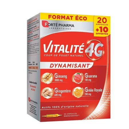 Forté Pharma Vitalité 4G Vitalite Energizing 30 флаконів 20 + 10 ампул пропонуються: ціни та характеристики