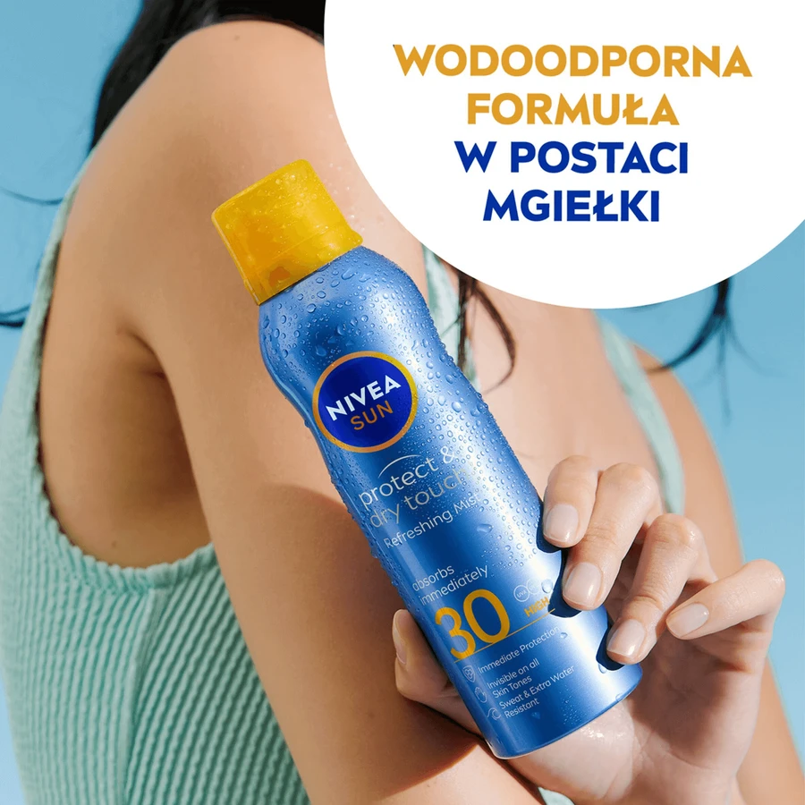 Nivea Sun Protect & Dry Touch Set, Сонцезахисний лосьйон-спрей, SPF 30, 200 мл + Сироватка для обличчя 2-в-1, SPF 50+, 30 мл + пляжний рушник безкоштовно: ціни та характеристики