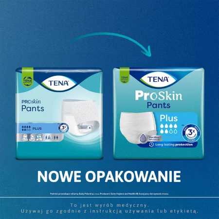Комплект Tena Pants ProSkin, впитывающие трусы, размер L, 100-135 см, Plus, 2 x 30 шт.: цены и характеристики