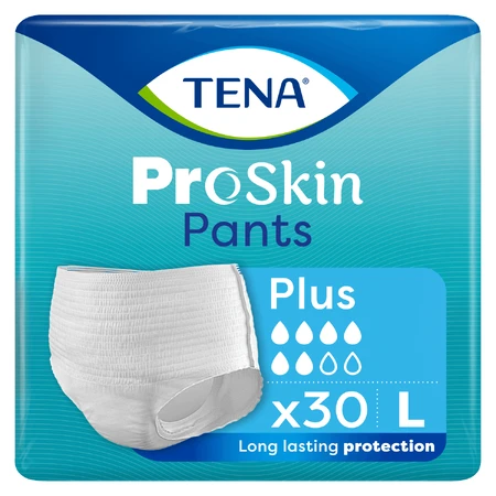 Комплект Tena Pants ProSkin, впитывающие трусы, размер L, 100-135 см, Plus, 2 x 30 шт.: цены и характеристики