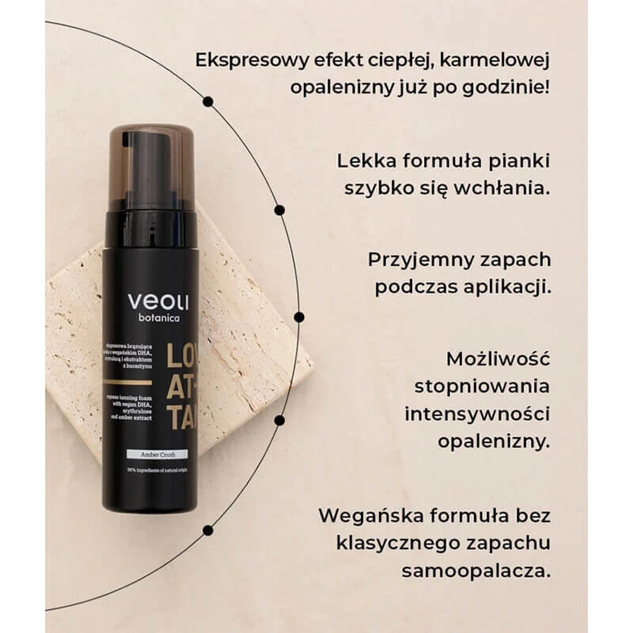 Veoli Botanica Love At First Tan, пінка для експрес-бронзування з веганським ДГК, еритрулозою та екстрактом бурштину, Amber Crush, 200 мл: ціни та характеристики