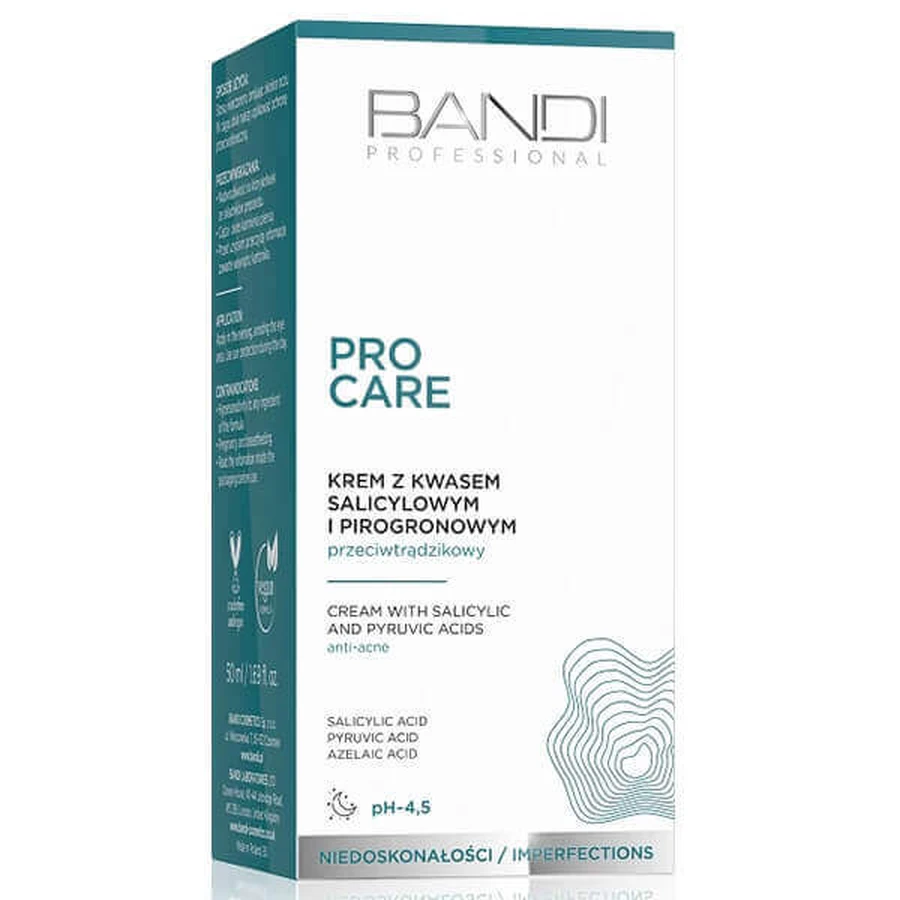 Bandi Pro Care, крем проти акне з саліциловою та піровиноградною кислотами, 50 мл: ціни та характеристики