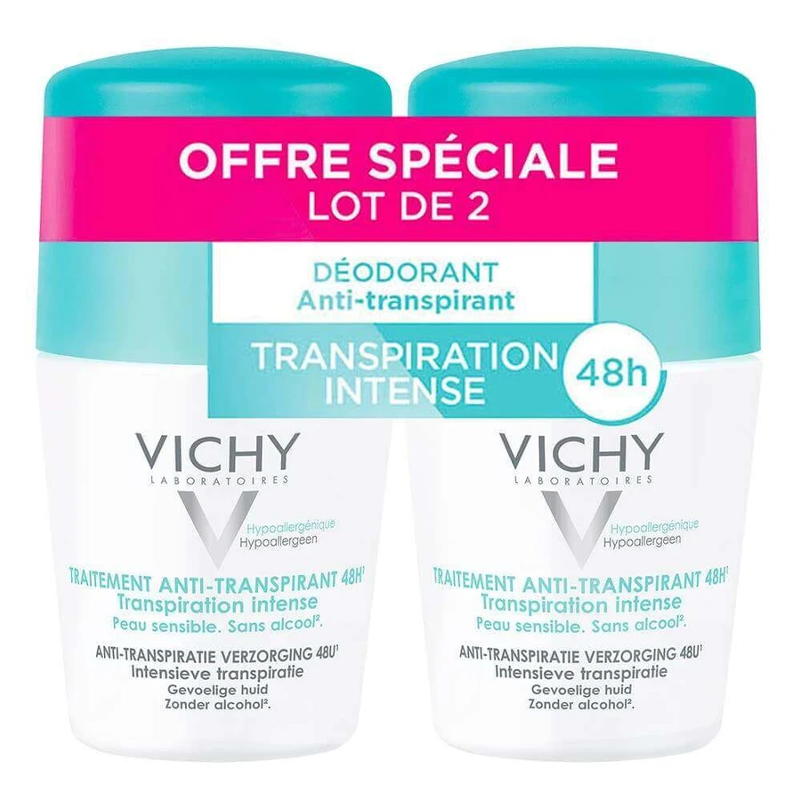 Vichy Дезодорант-ролл-он Антитранспирант 48 ч Интенсивное потоотделение Чувствительная кожа 2х50 мл: цены и характеристики