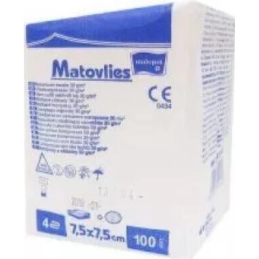 Нетканые тампоны, нестерильные, 4 слоя, Matovlies, 7,5x7,5 см, 30 г, 100 шт.: цены и характеристики