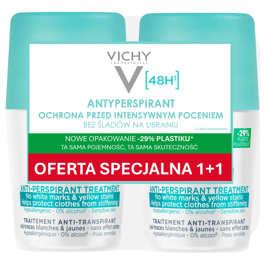 Vichy, антиперспірант-рулон 48 годин, проти плям на одязі, 2 x 50 мл: ціни та характеристики