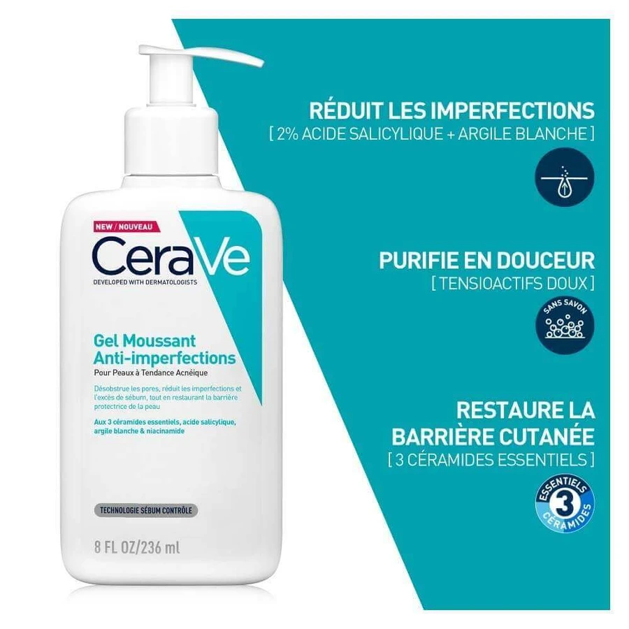 Cerave Пінка для вмивання для шкіри обличчя з плямами та шкіри, схильної до акне 236 мл: ціни та характеристики