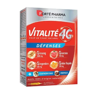 Forté Pharma Vitalité 4G Natural Defence енергетик з женьшенем, маточним молочком та прополісом 20 флаконів