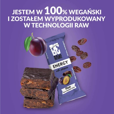 Набір BeRAW! Energy, енергетичний батончик, слива, чорний шоколад, 4 х 40 г: ціни та характеристики