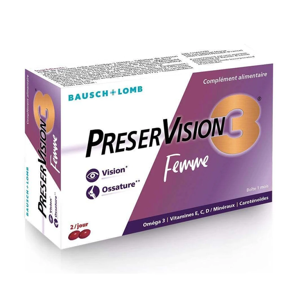 Дієтична добавка для очей та кісток для жінок Bausch&Lomb Preservision 3 60 капсул: ціни та характеристики