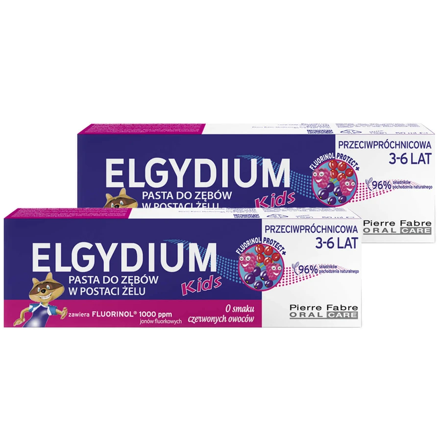 Набір Elgydium Kids Fluorinol, паста проти карієсу для дітей віком від 3 до 6 років, з медом та капелюхом, 2 х 50 мл: ціни та характеристики