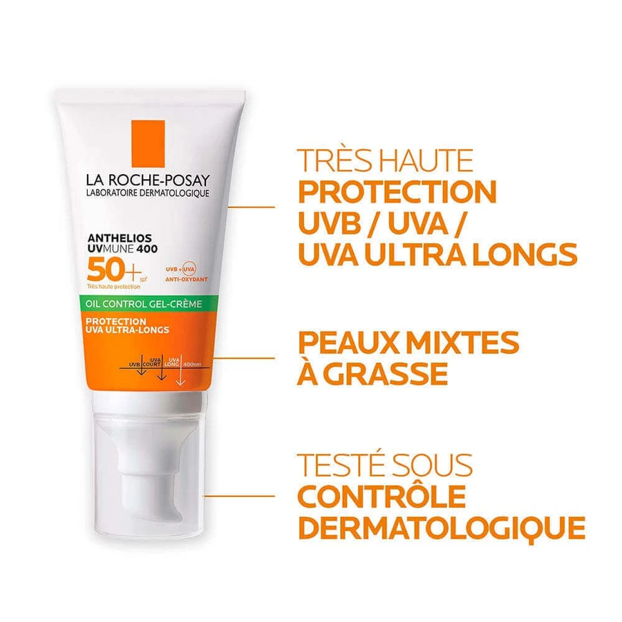 Сонцезахисний крем для обличчя La Roche-Posay Anthelios Gel-Dry Touch з парфумами Spf50+ XL Sans Parfum 50 мл: ціни та характеристики