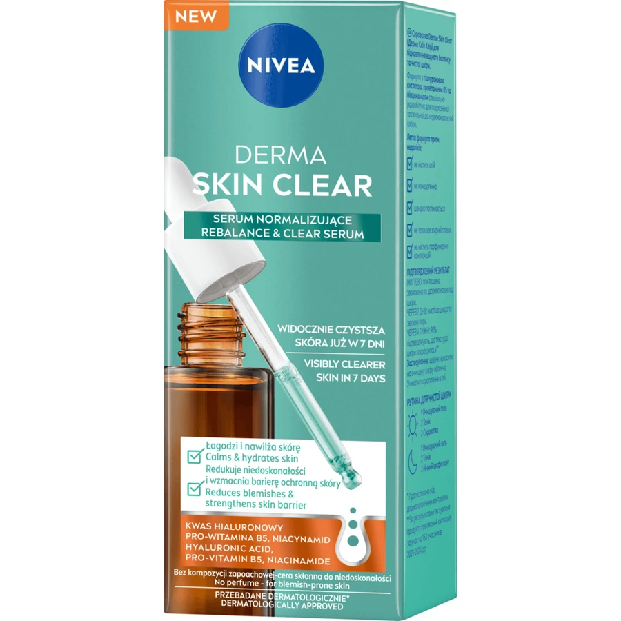 Nivea Derma Skin Clear, нормалізуюча сироватка, шкіра, схильна до недосконалостей, 30 мл: ціни та характеристики