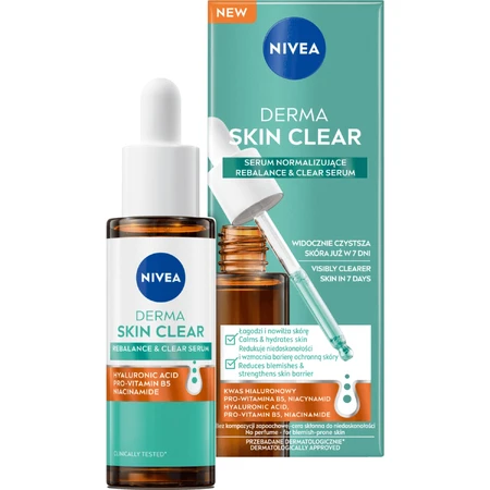 Nivea Derma Skin Clear, нормалізуюча сироватка, шкіра, схильна до недосконалостей, 30 мл: ціни та характеристики