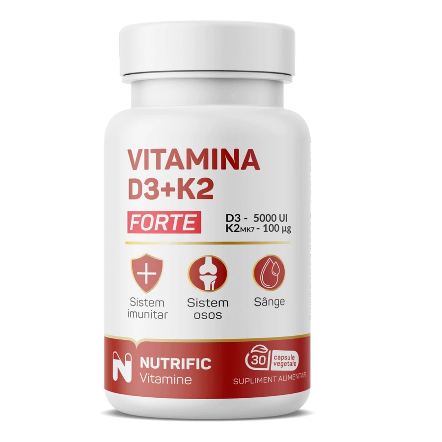 Витамин D3 5000 МЕ и K2 100 MCG Forte, 30 вегетарианских капсул, Nutrific: цены и характеристики