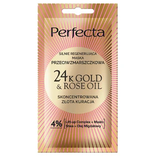 Perfecta 24K Gold & Rose Oil, Сильно регенерирующая маска против морщин, 8 мл