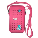 Силіконовий чохол на блискавці з брелоками для телефону Crossbody, темно-рожевий, Acvila