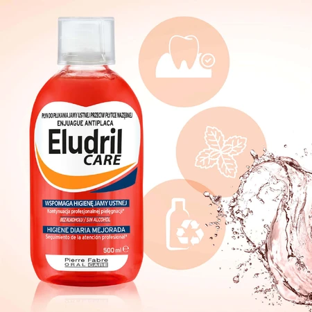 Набір Eludril Care, apă de gură împotriva plăcii bacteriene, 2 x 500 мл: ціни та характеристики