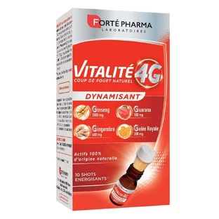 Forté Pharma Vitalité 4G енергетик з женьшенем, імбиром, бджолиним маточним молочком та гуараною 10 пакетиків-соколів