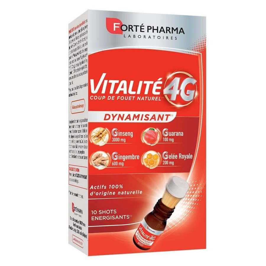 Forté Pharma Vitalité 4G енергетик з женьшенем, імбиром, бджолиним маточним молочком та гуараною 10 пакетиків-соколів: ціни та характеристики