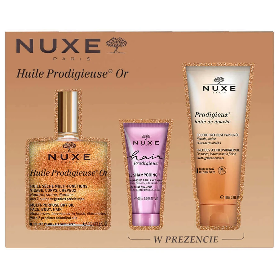 Набор Nuxe Huile Prodigieuse® Or, сухое масло с золотыми частицами 100 мл + шампунь, 30 мл + масло для душа, 100 мл: цены и характеристики
