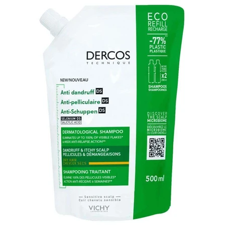 Шампунь для сухого волосся Vichy Dercos Eco Refill Dandruff & Itch Treating Shampoo Dry Hairу, 500 мл: ціни та характеристики