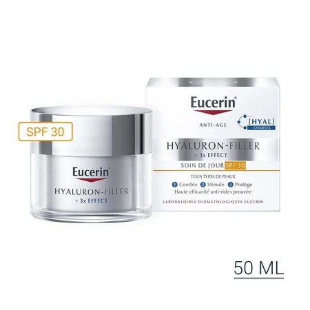 Eucerin Гіалуроновий наповнювач + денний антивіковий крем з 3-кратним ефектом SPF30 50 мл: ціни та характеристики