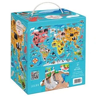 CzuCzu Puzzlove Животные Карта мира, пазл для детей, от 4 лет, 60 элементов