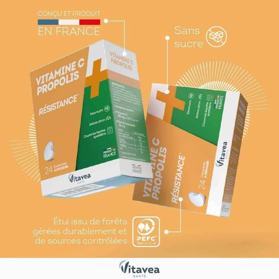 Vitavea Santé Вітамін С + прополіс Резистентність 24 жувальні таблетки: ціни та характеристики