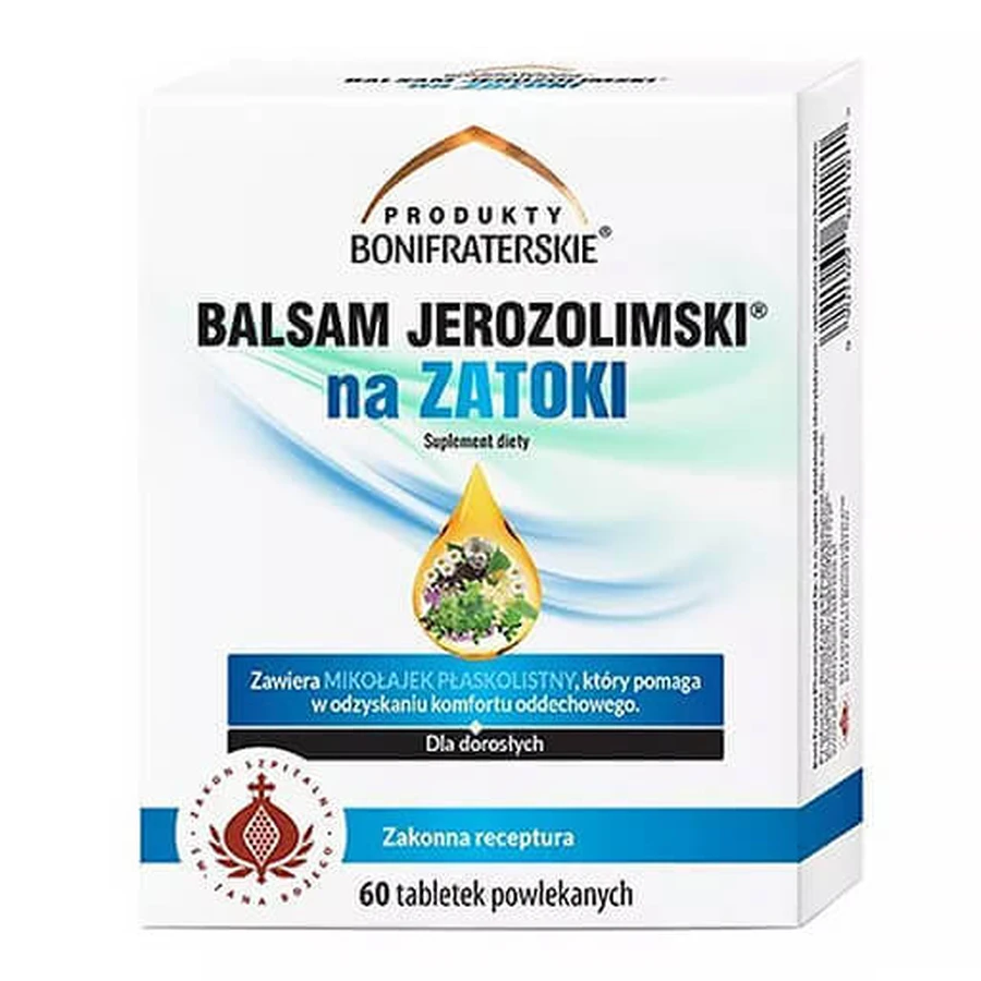 Bonifrater Products Єрусалимський бальзам для носових пазух, 60 таблеток, вкритих плівковою оболонкою: ціни та характеристики