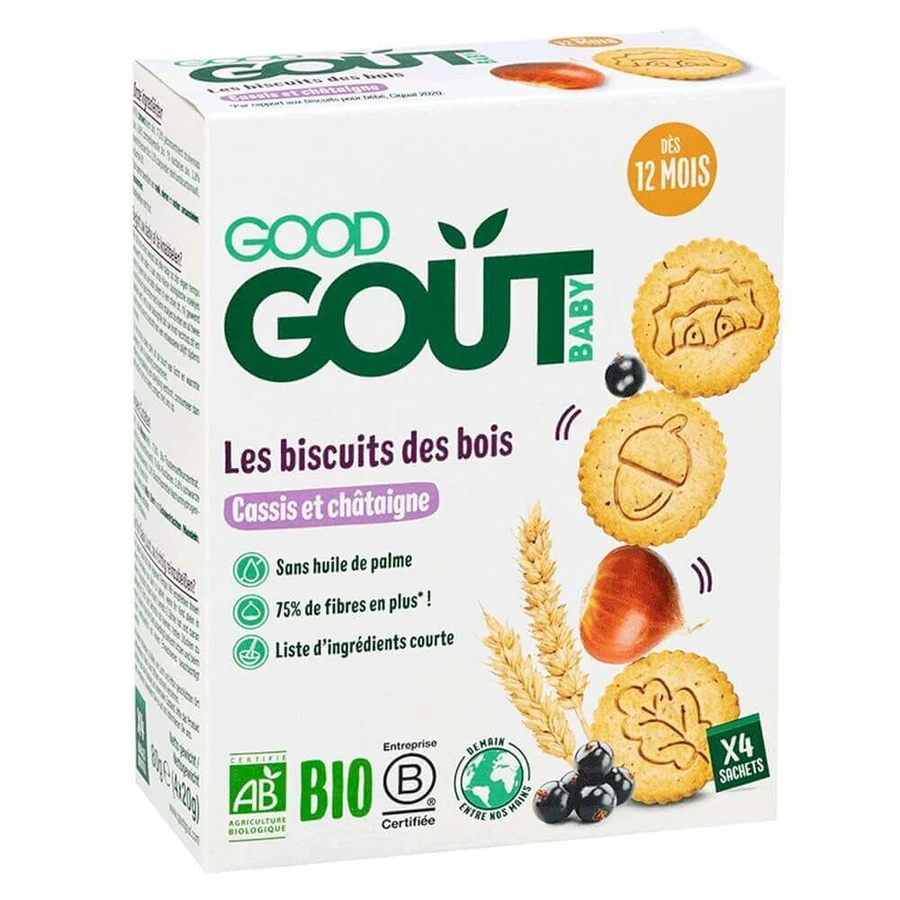 Good Gout I Bois Печенье с черной смородиной и каштаном с 12 месяцев 80 г (x4 пакетика): цены и характеристики