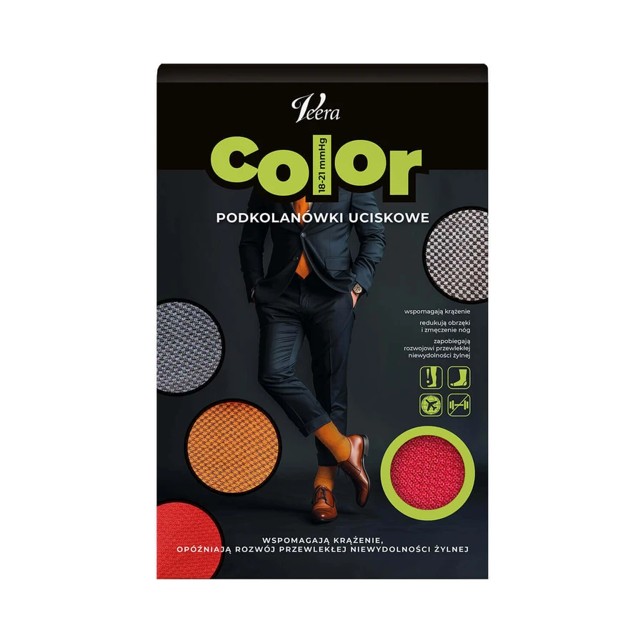 Veera Color, мужские компрессионные носки до колена, 18-21 мм рт.ст., красные, размер XL: цены и характеристики