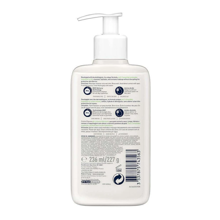 Cerave Face Cleanser Зволожуючий пінний крем для нормальної та дуже сухої шкіри 236 мл: ціни та характеристики