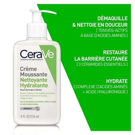 Cerave Face Cleanser Зволожуючий пінний крем для нормальної та дуже сухої шкіри 236 мл: ціни та характеристики