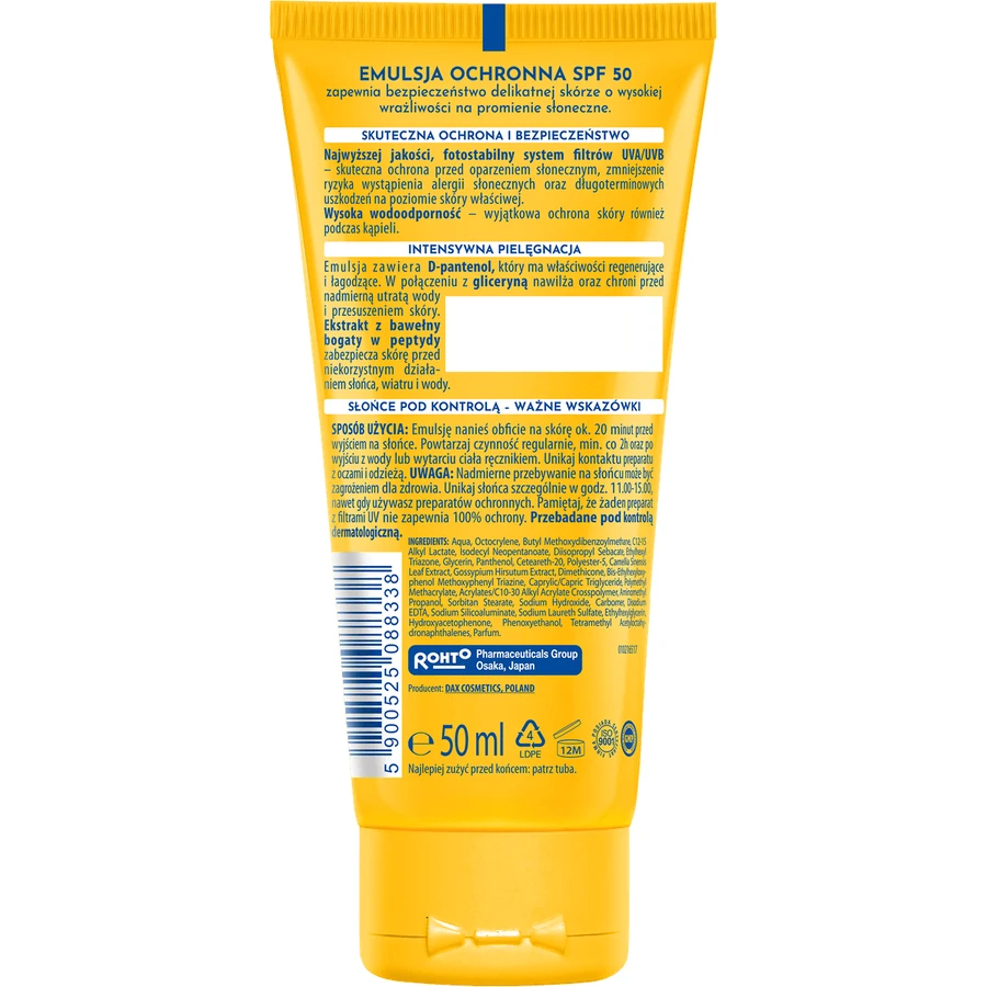 DAX Сонце, захисна емульсія для обличчя та тіла, SPF 50, 50 мл: ціни та характеристики