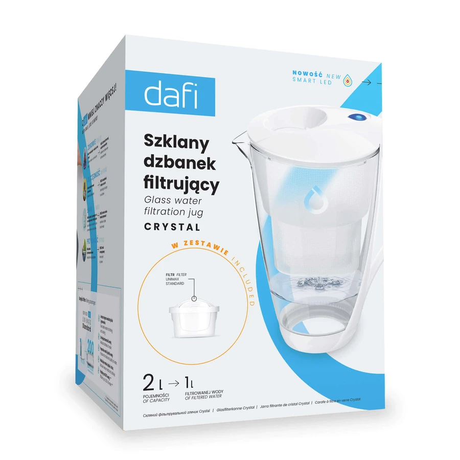 Глечик для скляного фільтра Dafi Crystal Led, білий, 2 л + фільтр Unimax, 1 шт.: ціни та характеристики
