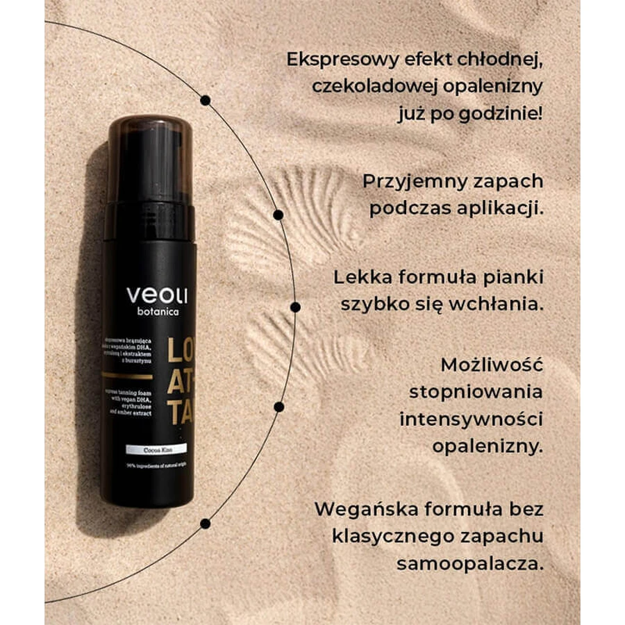 Veoli Botanica Love At First Tan, экспресс-бронзирующая пена с веганской DHA, эритрулозой и экстрактом янтаря, Cocoa Kiss, 200 мл: цены и характеристики