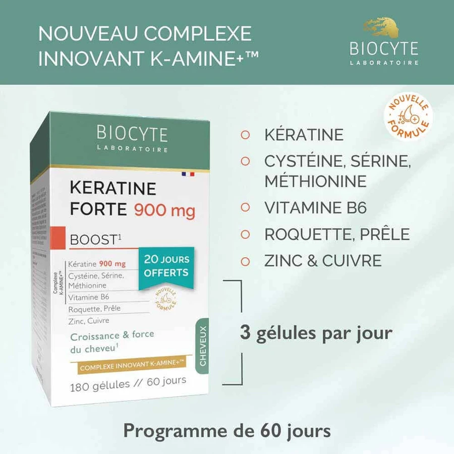 Кератин для волосся Biocyte Hair Keratine Forte 900 мг Boost 3x40 капсул: ціни та характеристики