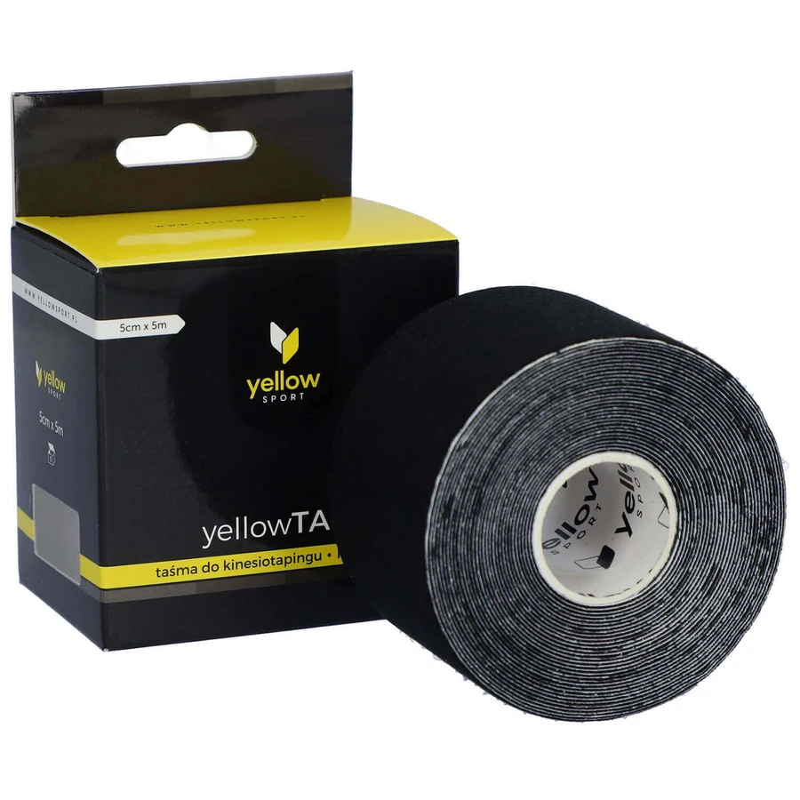 YellowSport YellowTape, лента для кинезиотейпирования, черная, 5 см x 5 м: цены и характеристики