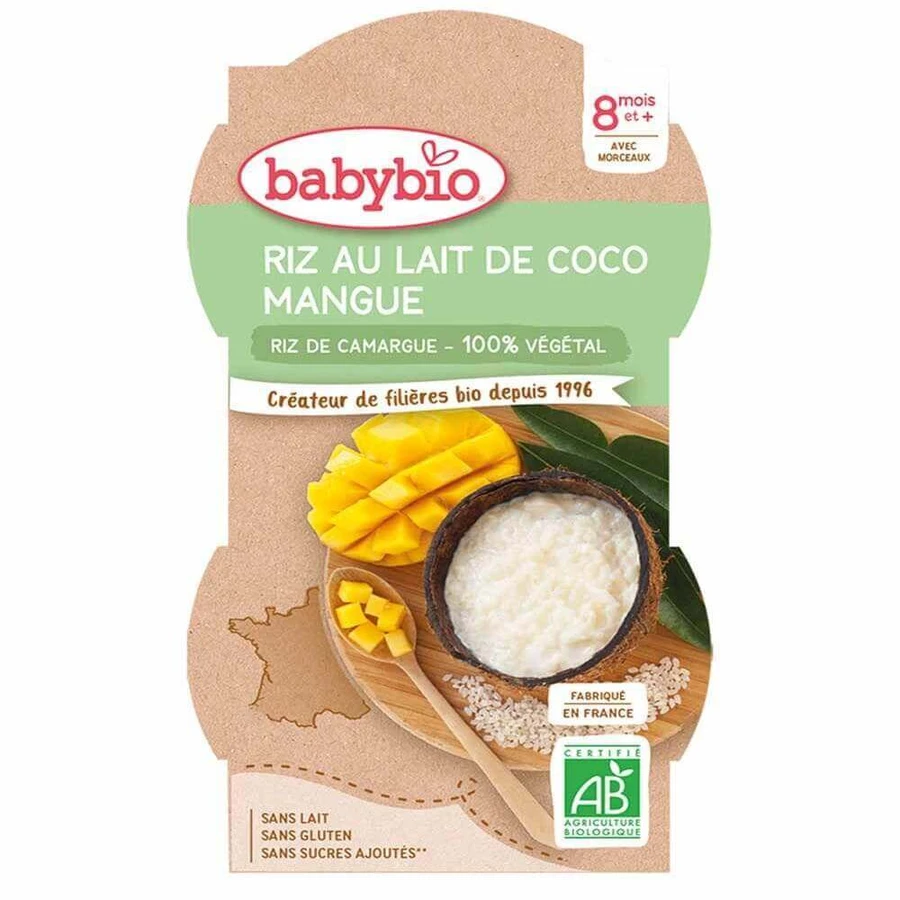 Babybio Рис с кокосовым молоком и манго с 8 месяцев 225г: цены и характеристики