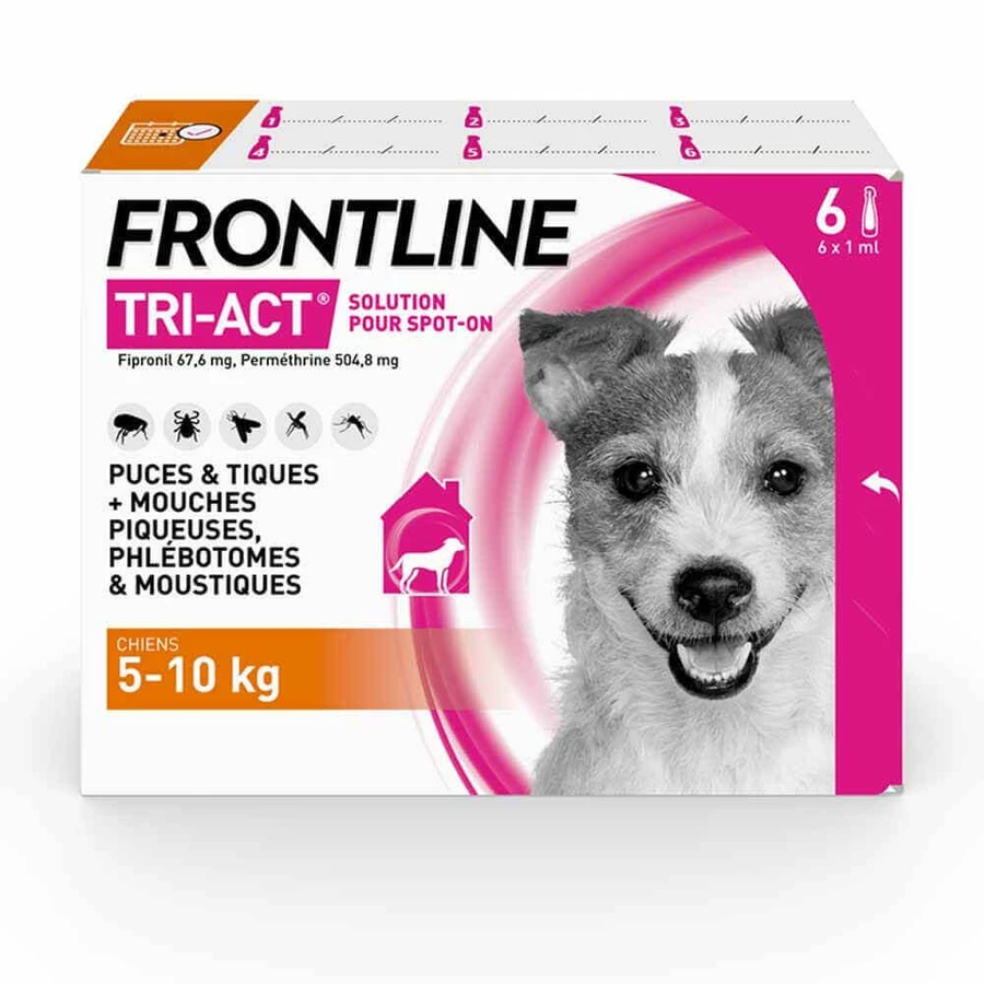 Frontline Tri-act Spot-on для собак 5-10 кг 6 пипеток по 1 мл: цены и характеристики