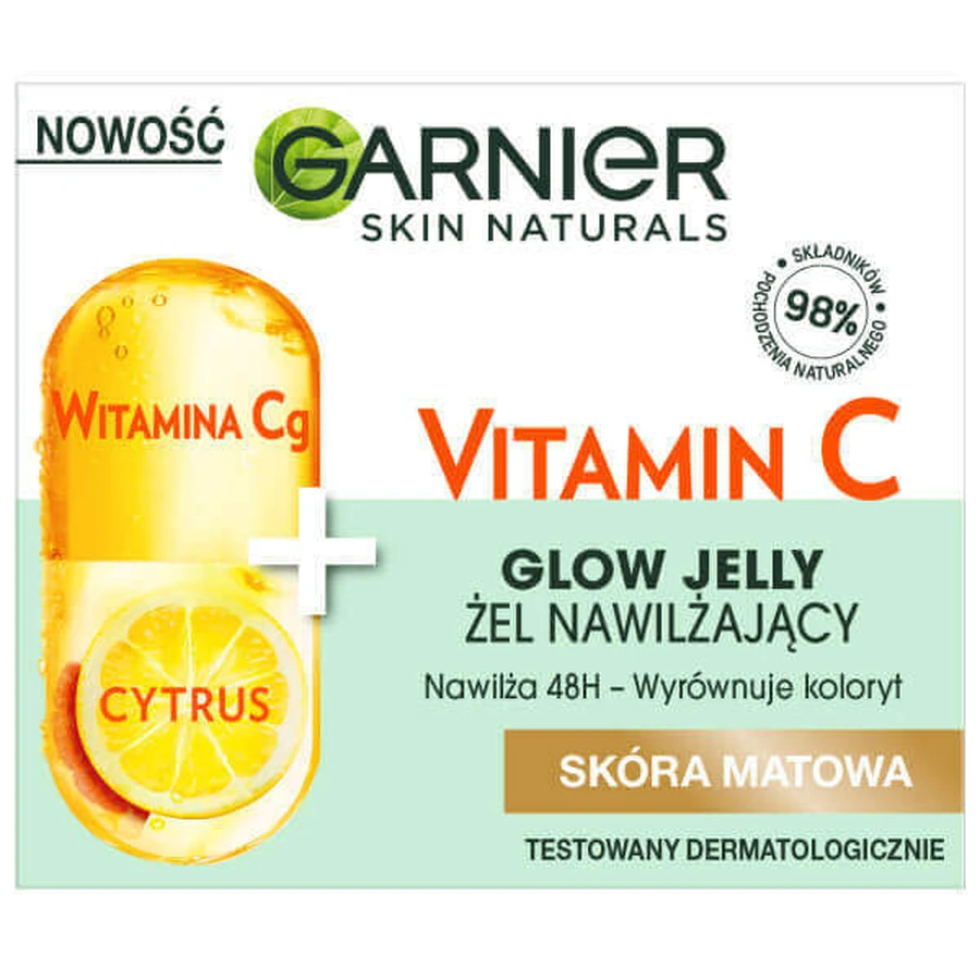 Желейний зволожуючий гель для обличчя Garnier Skin Naturals Vitamin C Glow Желе з вітаміном Cg + цитрусові, 50 мл: ціни та характеристики